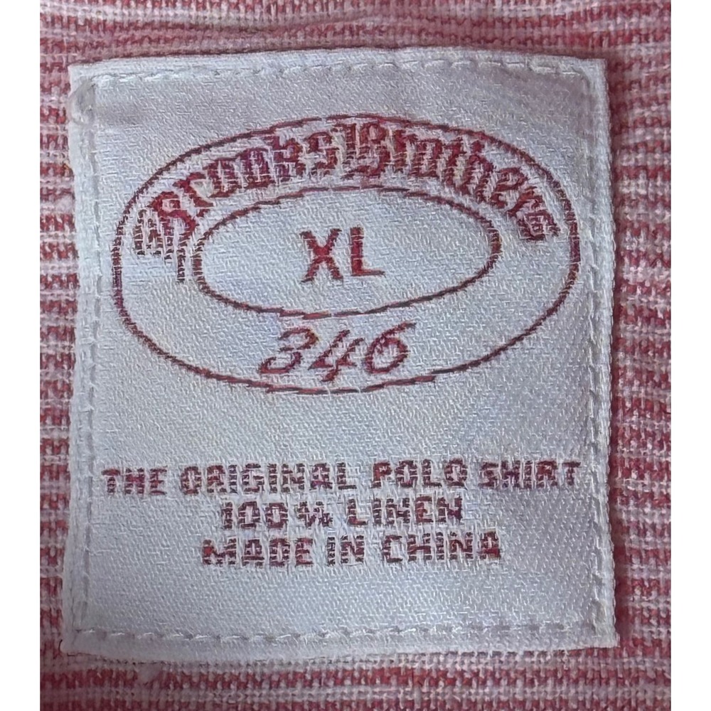 Brooks Brothers 346 The Original Polo Shirt XL Pink Linen Short Sleeve - Picture 3 of 6